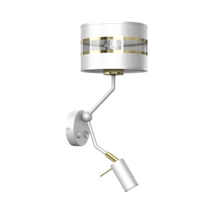 Lampa ścienna kinkiet ULTIMO MLP7346 Milagro 1xE27 + 1x mini GU10 Metal + Tkanina Biel / Złoto