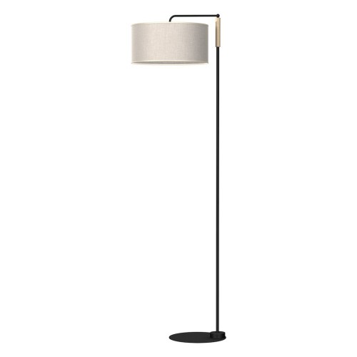 Lampa stojąca podłogowa ATLANTA MLP7454 Milagro 1xE27 Metal + Drewno + Len Czarny / Naturalne Drewno