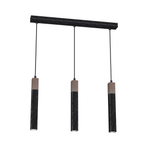Lampa wisząca SOLO MLP7470 Milagro 3x mini GU10 Metal + Drewno Przecierany Czarny / Drewno Patynowane