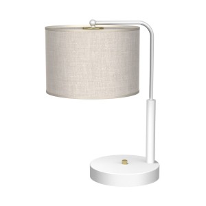 Lampa stojąca stołowa LINO MLP7502 Milagro 1xE27 Metal + Drewno + Len Biel / Len