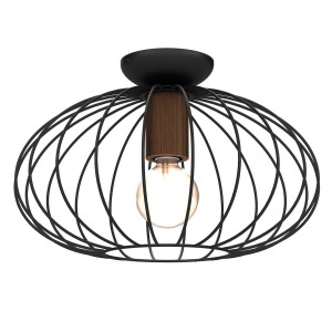 Lampa wisząca sufitowa MERIDANO MLP7958 Milagro 1xE27 Metal + Drewno Czarny / Brązowy