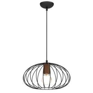 Lampa wisząca MERIDANO MLP7959 Milagro 1xE27 Metal + Drewno Czarny / Brązowy