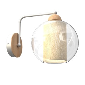 Lampa ścienna kinkiet TELA MLP7954 Milagro 1xE27 Metal + Szkło + Drewno Biały