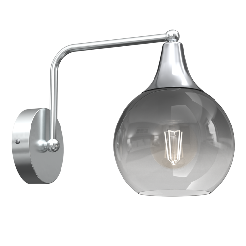 Lampa ścienna kinkiet PALLA MLP8319 Milagro 1xE27 60W Szkło + Metal + Plastik Srebrny