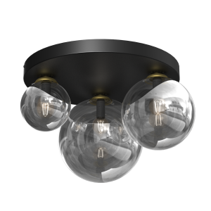 Lampa wisząca sufitowa REFLEX MLP8417 Milagro 2xE14 40W + 1xE27 60W Szkło + Metal + Plastik Czarny / Złoty