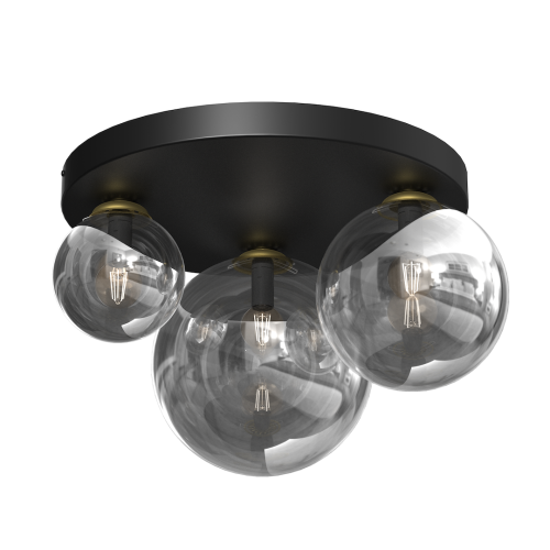 Lampa wisząca sufitowa REFLEX MLP8417 Milagro 2xE14 40W + 1xE27 60W Szkło + Metal + Plastik Czarny / Złoty
