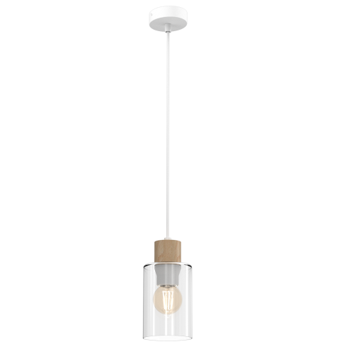Lampa wisząca MADERA MLP8554 Milagro 1xE27 max 60W Metal + Szkło + Drewno Biały