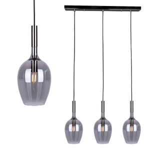 Lampa wisząca LUGANO ML8814 Milagro 3xE14 40W Metal + Szkło Czarny / Chrom