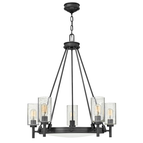 Lampa wisząca Żyrandol Collier HK-COLLIER5-BX Elstead Lighting 5xE27 40W Stal, szkło z bąbelkami powietrza, szkło opalowe Czarny