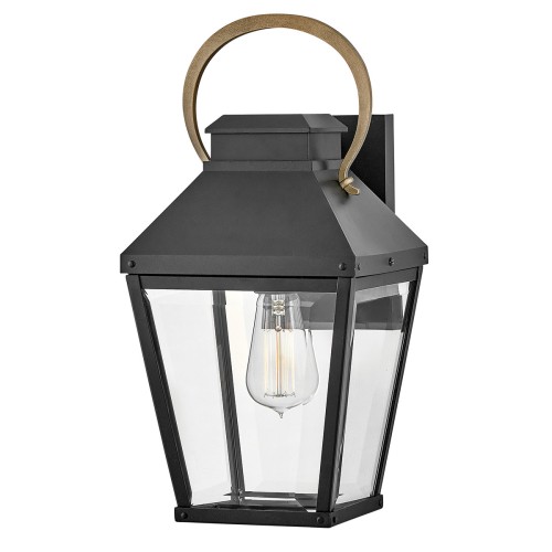 Lampa zewnętrzna Średnia latarnia naścienna Dawson HK-DAWSON-M Elstead Lighting 1xE27 60W Aluminium, przezroczyste szkło fazowane Czarny, Brązowy