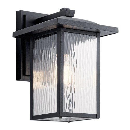 Lampa zewnętrzna Średnia latarnia naścienna Cappanna KL-CAPPANNA-M-BKT Elstead Lighting 1xE27  60W Aluminium, przezroczyste szkło o strukturze wodnej Czarny