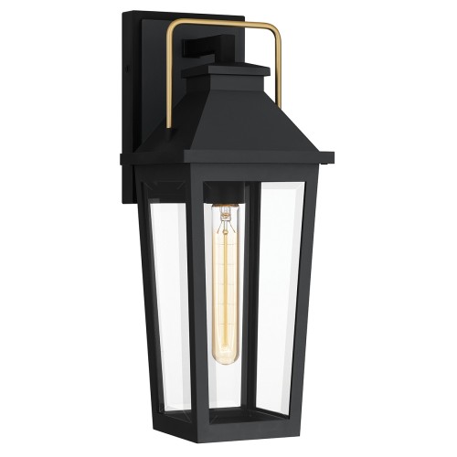 Lampa zewnętrzna Średnia latarnia naścienna Buckley QZ-BUCKLEY-M-MBK Elstead Lighting 1xE27 40W Kompozyt odporny na warunki atmosferyczne, przezroczyste szkło fazowane Czarny, Złoty