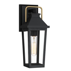 Lampa zewnętrzna Mała latarnia naścienna Buckley QZ-BUCKLEY-S-MBK Elstead Lighting 1xE27 40W Kompozyt odporny na warunki atmosferyczne, przezroczyste szkło fazowane Czarny, Złoty
