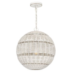 Lampa zewnętrzna Lampa wisząca Lindendale QZ-LINDENDALE-P-AWH Elstead Lighting 1xE27 60W Stal, sztuczny rattan, szkło Biały