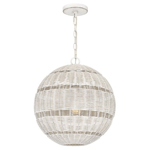 Lampa zewnętrzna Lampa wisząca Lindendale QZ-LINDENDALE-P-AWH Elstead Lighting 1xE27 60W Stal, sztuczny rattan, szkło Biały