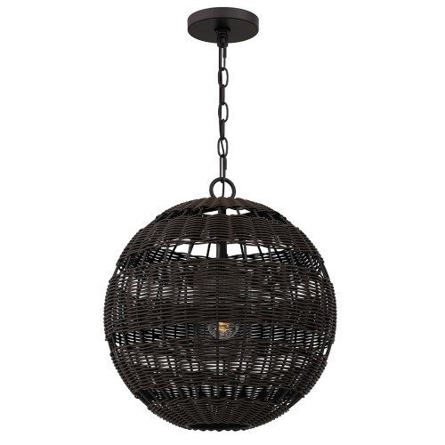 Lampa zewnętrzna Lampa wisząca Lindendale QZ-LINDENDALE-P-WT Elstead Lighting 1xE27 60W Stal, sztuczny rattan, szkło Brązowy