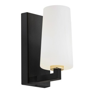 Kinkiet Camelot Plus 8056 Argon 1xE27 15W Szkło/ Stal Lakierowana, Opal Mat/ Czarny Mat