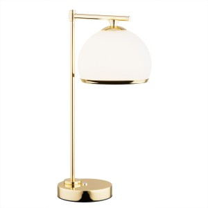 Lampa Stołowa Marbella Plus 8120 Argon 1xE27 15W Szkło/ Stal Mosiądzowana, Opal Mat/ Mosiądz