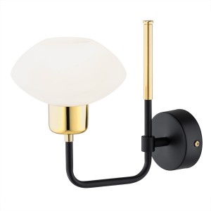 Kinkiet Ravello 8032 Argon 1xE14 7W Szkło/ Stal Lakierowana, Opal Mat/ Czarny