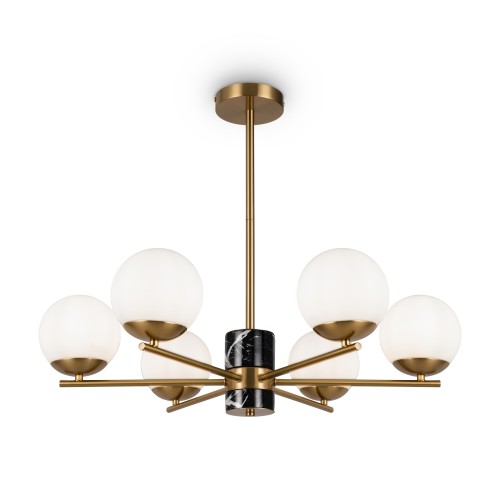 Lampa wisząca Marble MOD187PL-06BS Maytoni E27x60W Metal/Szkło Mosiądz/Biały