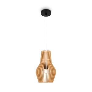 Lampa wisząca Roots MOD191PL-01W Maytoni E27x40W Metal/Drewno Czarny/Beżowy