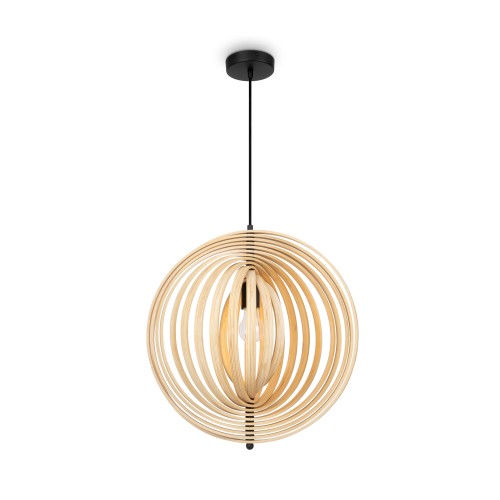 Lampa wisząca Roots MOD197PL-01W1 Maytoni E27x40W Metal/Drewno Czarny/Beżowy