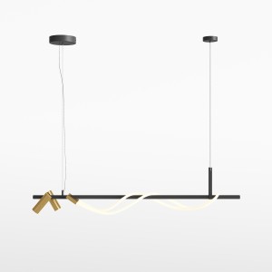 Lampa wisząca Tau MOD166PL-L30GB3K Maytoni LEDx30W Aluminium/Tkanina Czerń ze złotem/Biały