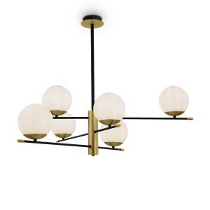 Lampa wisząca Nostalgia MOD048PL-06G Maytoni E14x40W Metal/Szkło Czerń ze złotem/Biały