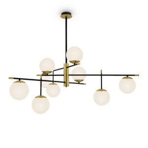Lampa wisząca Nostalgia MOD048PL-09G Maytoni E14x40W Metal/Szkło Czerń ze złotem/Biały