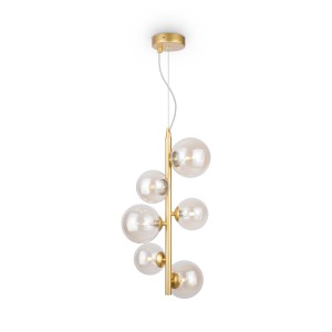 Lampa wisząca Dallas MOD545PL-06G Maytoni G9x28W Metal/Szkło Złoto/Bursztynowy