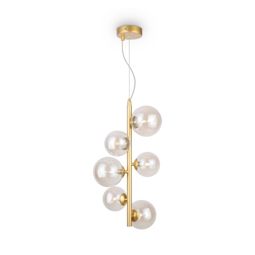 Lampa wisząca Dallas MOD545PL-06G Maytoni G9x28W Metal/Szkło Złoto/Bursztynowy