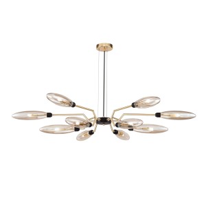 Lampa wisząca Ventura MOD012CL-12G Maytoni G9x28W Metal/Szkło Złoto/Bursztynowy