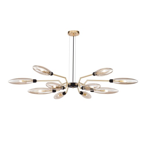 Lampa wisząca Ventura MOD012CL-12G Maytoni G9x28W Metal/Szkło Złoto/Bursztynowy