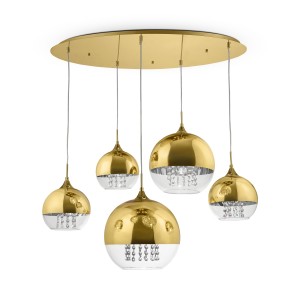 Lampa wisząca Fermi P140-PL-170-5-G Maytoni E27x60W Metal/Szkło i metal Złoto/Przezroczysty