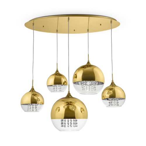 Lampa wisząca Fermi P140-PL-170-5-G Maytoni E27x60W Metal/Szkło i metal Złoto/Przezroczysty