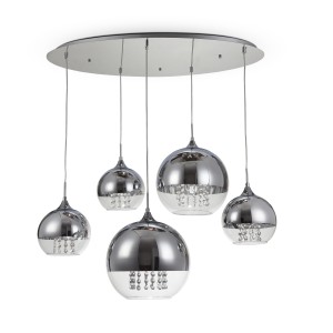 Lampa wisząca Fermi P140-PL-170-5-N Maytoni E27x60W Metal/Szkło i metal Nikiel/Przezroczysty