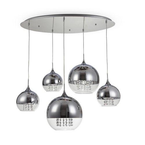 Lampa wisząca Fermi P140-PL-170-5-N Maytoni E27x60W Metal/Szkło i metal Nikiel/Przezroczysty