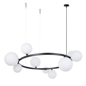 Lampa wisząca Żyrandol BOLERO  Sigma Lighting 9XG9 MAX 12W LED Stal lakierowana Czarny/Biały