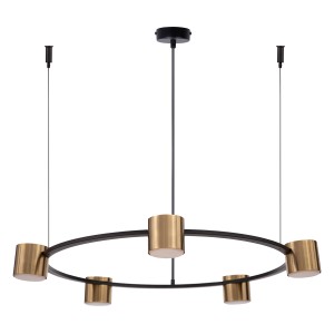 Lampa wisząca Żyrandol KODO Sigma Lighting 5x GX53 MAX 12 W LED Stal lakierowana Czarny/Złoty