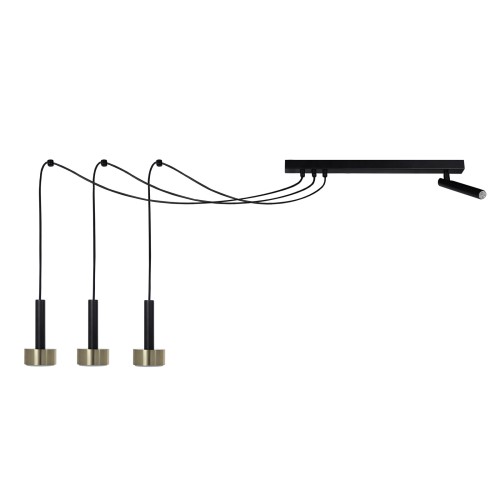 Lampa wisząca pająk STAMP Sigma Lighting 3xGX53 MAX 12W LED, 1xG9 max 3W LED Stal lakierowana Czarny/Czarny,Złoty