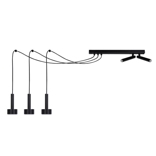 Lampa wisząca pająk STAMP Sigma Lighting 3x GX53 MAX 12W LED, 2xG9 max 3W LED Stal lakierowana Czarny/Czarny