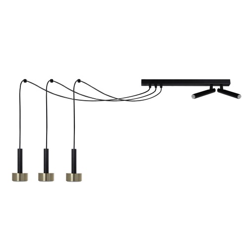 Lampa wisząca pająk STAMP Sigma Lighting 3x GX53 MAX 12W LED, 2xG9 max 3W LED Stal lakierowana Czarny/Czarny,Złoty