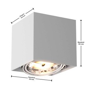 Lampa sufitowa Oprawa natynkowa TUBA Box Zuma Line 1x2W Biały Aluminium 120x120 mm