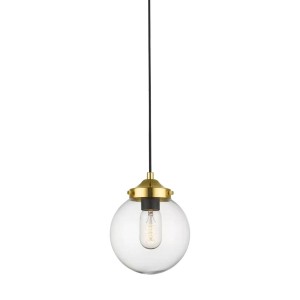 Lampa Wisząca Riano Zuma line 40W E27 Złoty Czarny Metal z przezroczystym kloszem kulistym
