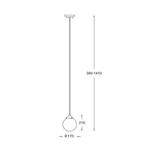 Lampa Wisząca Riano Zuma line 40W E27 Złoty Czarny Metal - rysunek techniczny.