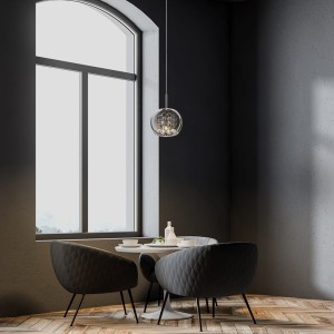 Lampa wisząca Zuma Line Crystal Zuma G9 42W nad stołem w nowoczesnym wnętrzu.