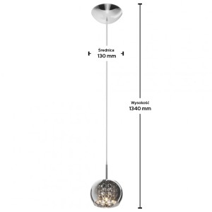 Lampa wisząca Zuma Line Crystal Zuma G9 42W o średnicy 130 mm i wysokości 1340 mm.