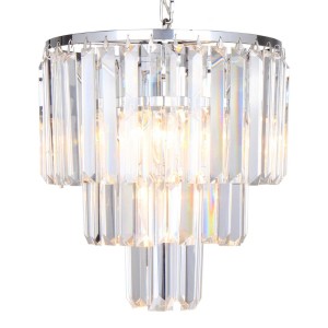 Lampa wisząca Zuma Line Amedeo E14 4x40W Srebrny Metal z kryształowymi kloszami.