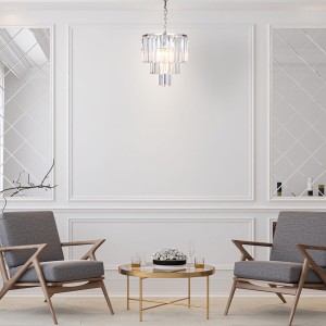 Lampa wisząca Zuma Line Amedeo E14 4x40W Srebrny Metal w nowoczesnym wnętrzu.