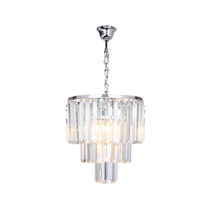 Lampa wisząca Zuma Line Amedeo E14 4x40W Srebrny Metal, kryształowy klosz, nowoczesny design.